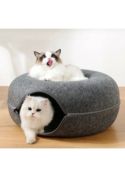 Kedi Yatağı -Donut Kedi Tüneli -Kedi Oyun Alanı- Fermuarlı 2 Parçalı -60*60*28 - Yurtdışından Ithal fiyatları