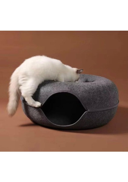 Kedi Yatağı -Donut Kedi Tüneli -Kedi Oyun Alanı- Fermuarlı 2 Parçalı -60*60*28 - Yurtdışından Ithal modelleri