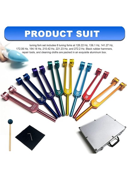 Çakra Tuning Çatal Şifa Ses Terapisi Vücut Tutma Kauçuk Mallet Anahtar Temizlik Bezi ve Alüminyum Kutusu (Yurt Dışından) fiyatları