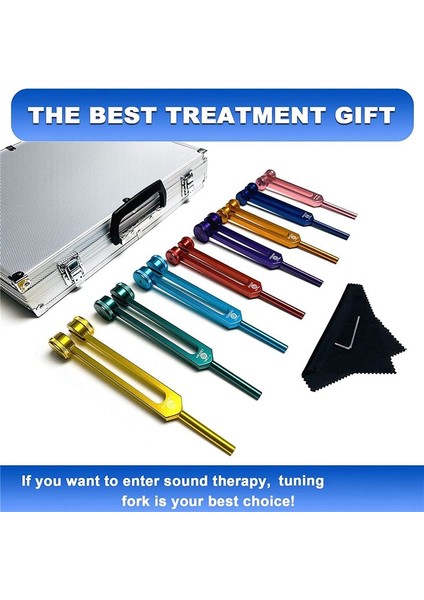 Çakra Tuning Çatal Şifa Ses Terapisi Vücut Tutma Kauçuk Mallet Anahtar Temizlik Bezi ve Alüminyum Kutusu (Yurt Dışından) fırsatları