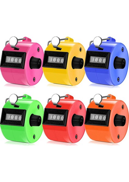 6 Adet El Sayacı 4 Haneli Mekanik Palmiye Tıklama Saygın Renk El Tutma Metal Parmak Halkası ile Karşı Tıklatıcı (Yurt Dışından)