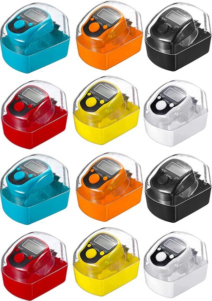 12 Paket Dijital Taksitli Parmak Tezgahı LED Işığı ile Renkli 5 Haneli El Tıkırtı Taşıma Yüzüğü (Yurt Dışından)