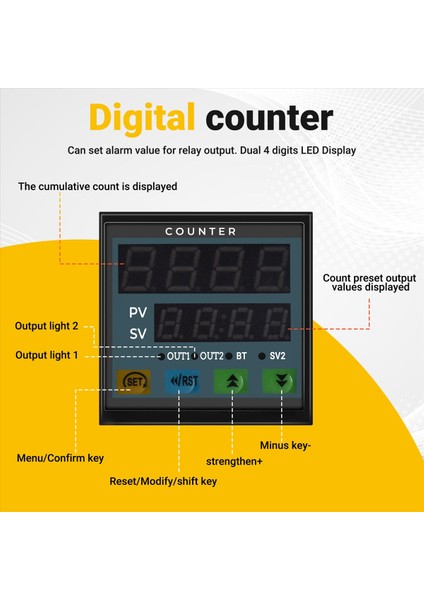 Mypin 4 Dijital Sayaç Uzunluğu Sayaç Uzunluğu Metre Çok Fonksiyonlu Akıllı 90-260V Ac/dc Önceden Ayar Röle Çıkışı (Yurt Dışından) fırsatları