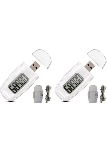 2x Basit Adım Sayacı Şarj Edilebilir Pil Doğru Fitness Izleyicisi Dijital Pedometre Beyaz (Yurt Dışından)