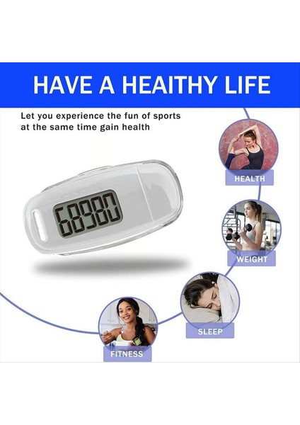2x Basit Adım Sayacı Şarj Edilebilir Pil Doğru Fitness Izleyicisi Dijital Pedometre Beyaz (Yurt Dışından) fiyatları