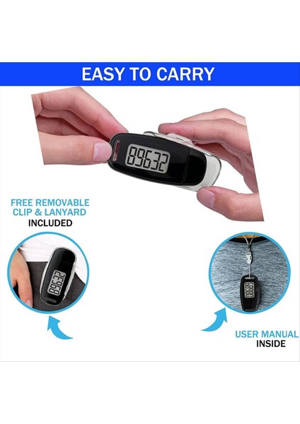 2x Basit Adım Sayacı Şarj Edilebilir Pil Doğru Fitness Izleyicisi Dijital Pedometre Beyaz (Yurt Dışından) modelleri