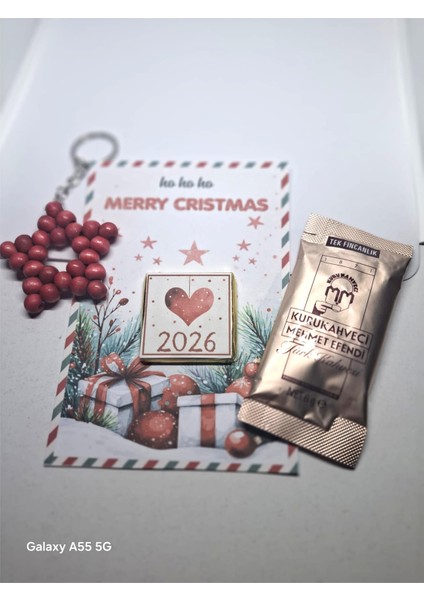 Yeni Yıl Hediyesi Kart Çikolata Kahveve Anahtarlık fiyatları