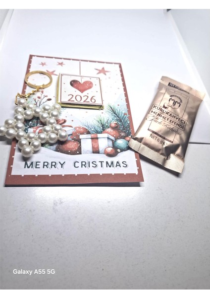 Yeni Yıl Hediyesi Kart Çikolata Kahve ve Anahtarlık modelleri