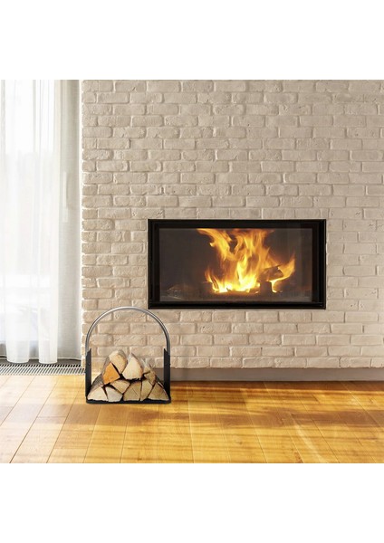 Gümüş Premium Metal Saplı Metal Odunluk Standı-Firewood Rack Basket