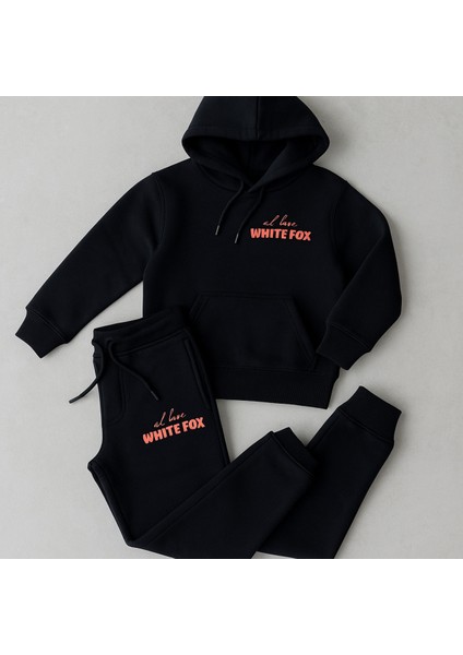 Unisex Kız/Erkek Çocuk Pamuk Kapüşonlu White Fox Baskılı Yüksek K fırsatları