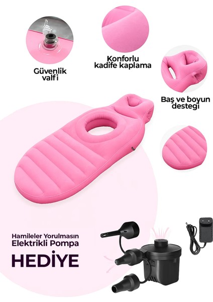 Şişme Hamile Yatağı Elektrikli Şişirme Pompası Hediyeli Pembe fiyatları