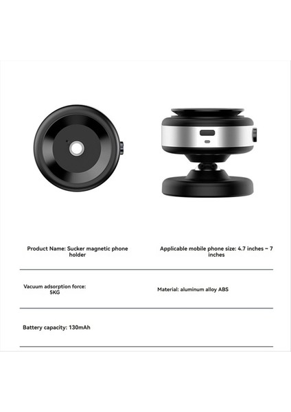 360 ° Döndürülebilir Vakum Araba Tutucu Telefon Manyetik Araba Montajı Vakum Telefon Tutucu Spor Kamera Aksesuarları Gümüş (Yurt Dışından) indirimleri