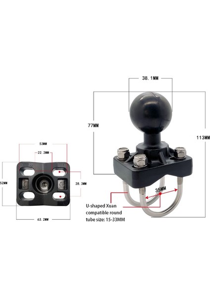 Sony Için Garmin Için Gopro Kamera Için 1 5 Inç Toplu Çift U-Cıvatalı Motosiklet Bisiklet Gideri Ray Montaj Tabanı (Yurt Dışından) modelleri