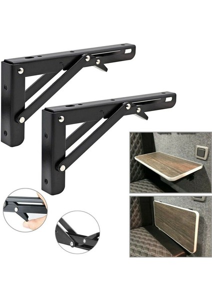 2pcs Campervan Katlanır Braket Masa Rafı Karavan Karavan Siyah Kaplama Paslanmaz Çelik Mini Katlanır Braket (Yurt Dışından) modelleri