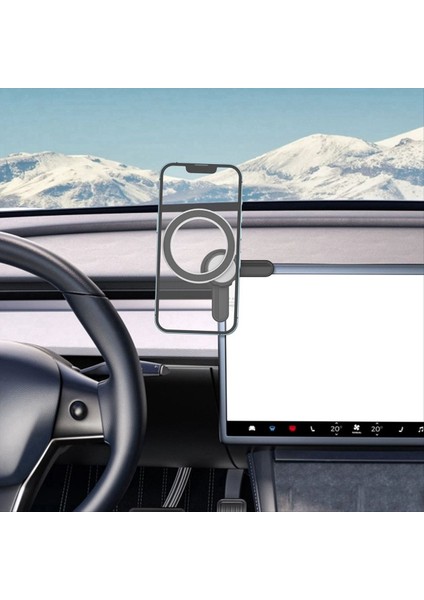 Tesla Için Uygun Model 3 Y Manyetik Telefon Tutucu Dönen Telefon Tutucu Araba Navigasyon Ekranı Telefon Tutucu Tip B (Yurt Dışından) fırsatları