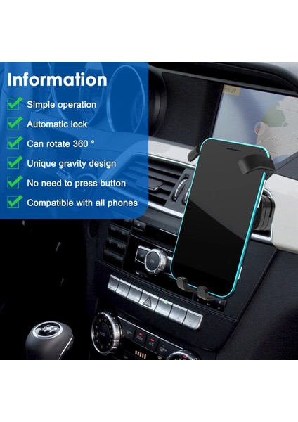 Mercedes-Benz C-Serisi W204 2011-2013 Alüminyum Alaşım Otomobil Merkezi Hava Havalandırma Cep Telefonu Tutucu Aksesuarları Siyah (Yurt Dışından) indirimleri