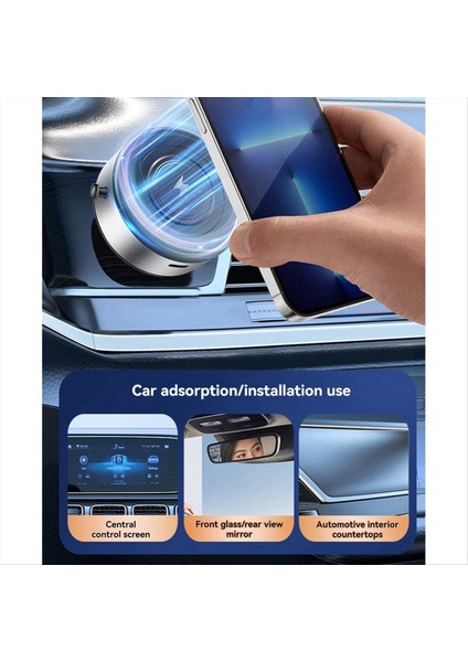 15W Kablosuz Şarj Akıllı Cep Telefonu Tutucu Manyetik Vakum Adsorpsiyon Arabası Kablosuz Hızlı Şarj Gümüş (Yurt Dışından) indirimleri