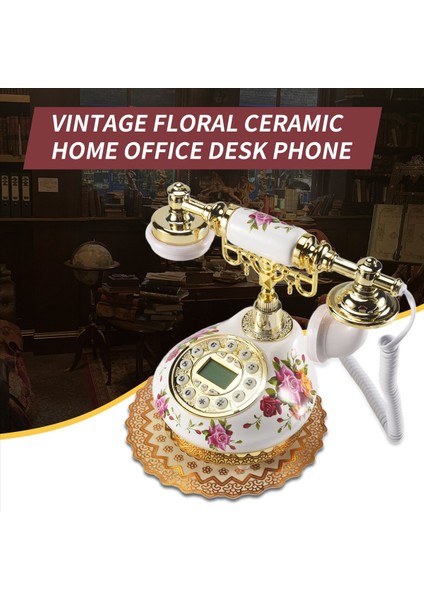 Retro Vintage Antik Stil Çiçek Seramik Ev Dekor Masası Telefon Telefon (Yurt Dışından) fırsatları
