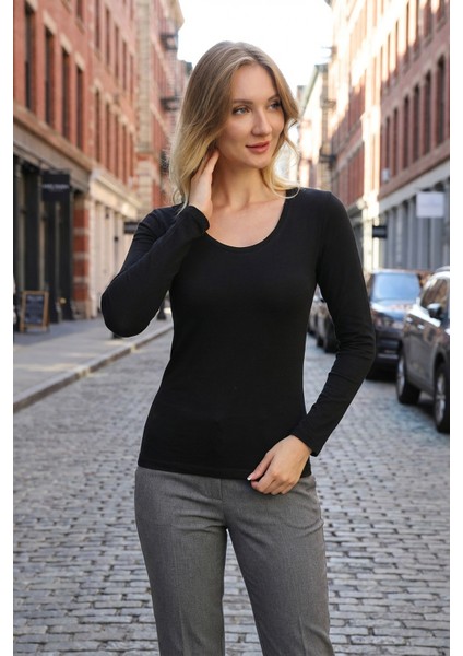 Uzun Kollu U Yaka Slim Fit Kadın Body 2041