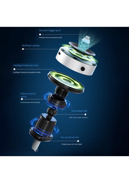 15W Kablosuz Şarj Standı Vakum Adsorpsiyon X7QP Ultra-Stable Çok Fonksiyon Kupası Araç Araba Montaj Braketi B (Yurt Dışından) indirimleri