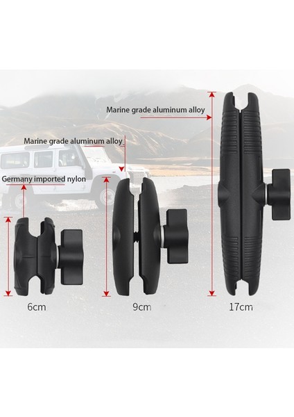 Alüminyum Alaşım Kolu 9cm Çift Soket Kolu 1 Inç Bilyalı Taban Montajı Motosiklet Kamera Uzatma Kolu (Yurt Dışından) fiyatları