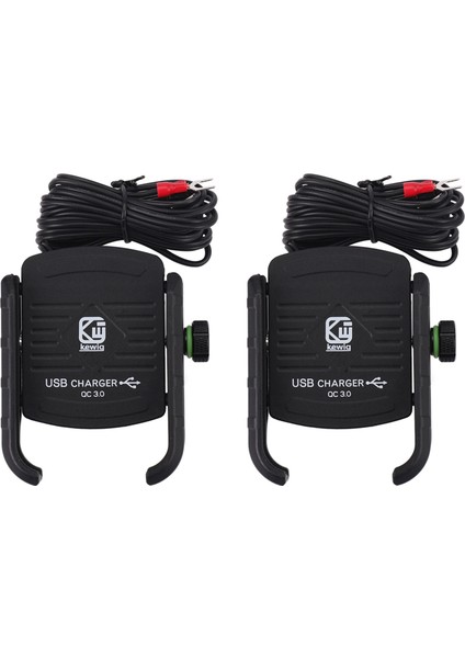 2x Kewiq Qc3 0 USB Hızlı Şarj Alüminyum Alaşım Motosiklet Telefon Tutucu USB Şarj Cihazı 360 Derece Döndürme Tutucu Montajı (Yurt Dışından)