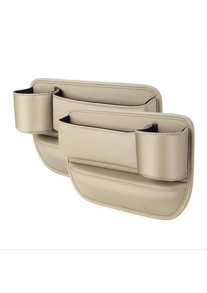 Araba Deri Fincan Tutucu Çanta Bardak Tutucu ile Araba Koltuğu Saklama Kutusu Araba Deri Bardak Tutucu Çanta Kremsi-Beyaz (Yurt Dışından)