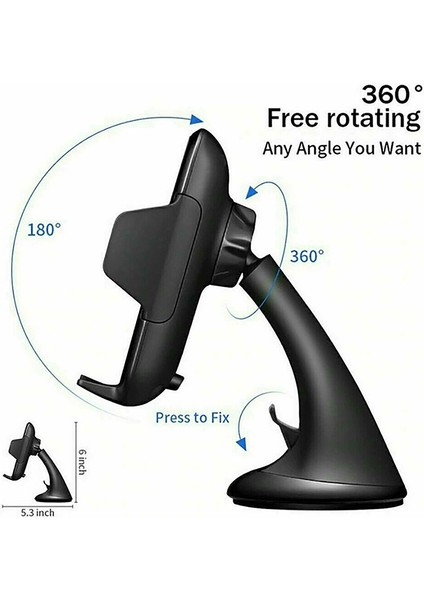 360 Döner Araba Ön Cam Emme Kupası Montaj Cep Telefonu Tutucu Telefon Stand Braketi Araba Iç Aksesuarları (Yurt Dışından) fırsatları