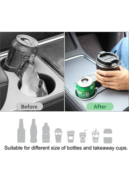 Tesla Model Y Model 3 2021-2023 Merkez Konsol Kupası Tutucu Ekleme Kayma Önleyici Su Kupası Tutucu Aksesuarları Gri (Yurt Dışından) modelleri