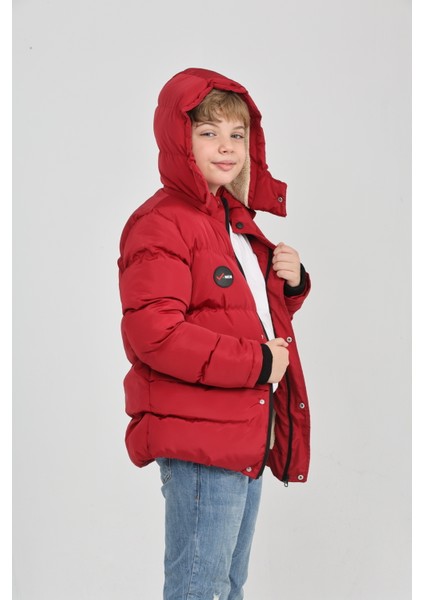 Erkek Çocuk Kışlık Yoğun Elyaf Dolum Iç Kısmı Polar Astarlı Kapüşonlu Erkek Mont Kaban fırsatları