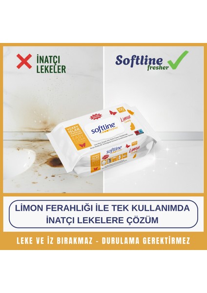 Softline Easy Clean Limonlu Islak Mendil Yüzey Temizlik Havlusu & Mendili 100 Yaprak modelleri