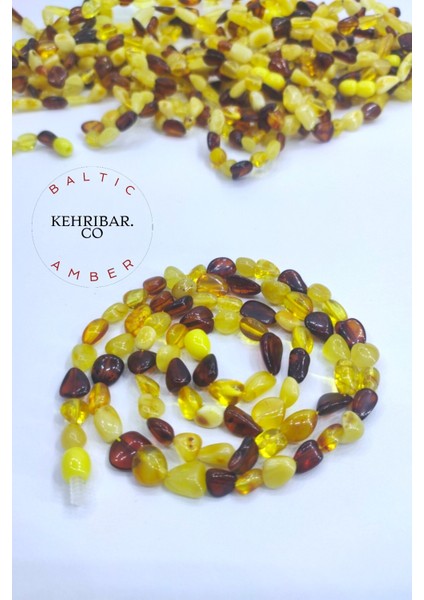 Damla Kehribar Yetişkin Kolye Multicolor Sertifikalı