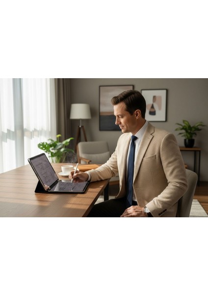 Erkek Bej Slim Fit Blazer Ceket – Çizgili Dokulu Kumaş – Çift Düğmeli