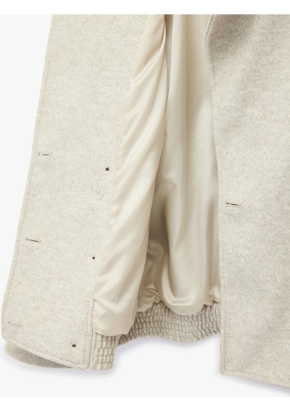 Suni Kürk Yaka Kısa Kaban Düğmel Cepli Uzun Kollu fırsatları