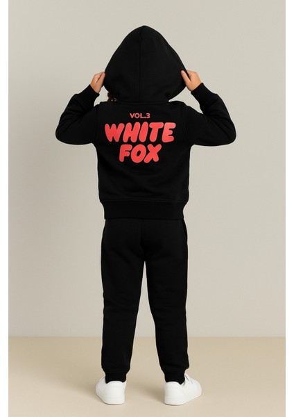 Unisex Kız/Erkek Çocuk Pamuk Kapüşonlu White Fox Baskılı Yüksek K fiyatları