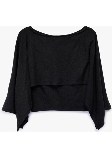 Yuvarlak Yaka Yarasa Kollu Panço Kazak fiyatları