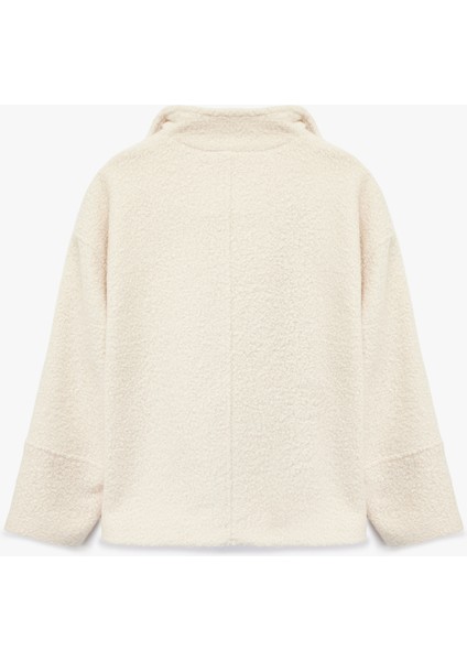 Uzun Kollu Kruvaze Yaka Düğmeli Cepli Buklet Kaban fiyatları