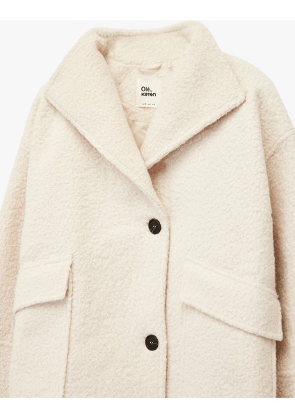 Uzun Kollu Kruvaze Yaka Düğmeli Cepli Buklet Kaban modelleri