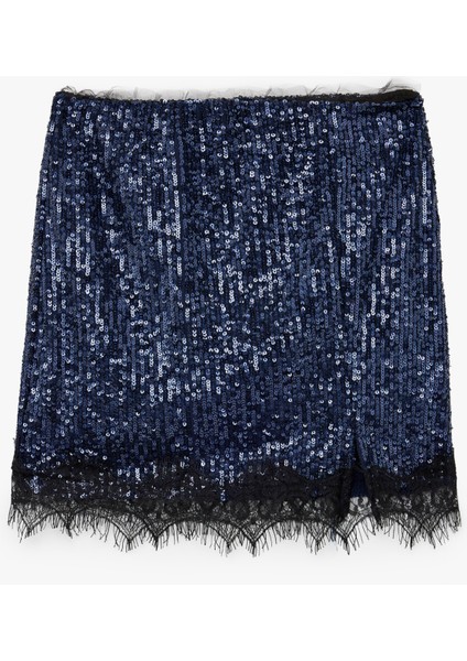 Dantel Detaylı Pullu Payetli Mini Yılbaşı Etek fiyatları