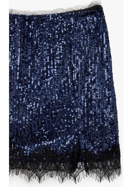 Dantel Detaylı Pullu Payetli Mini Yılbaşı Etek fırsatları