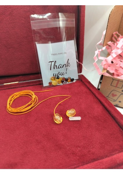 Kehribar Tamir Kiti Klips 100 cm Ip ve Kehribar Taneleri - Klips Limon Sarı Siyah -