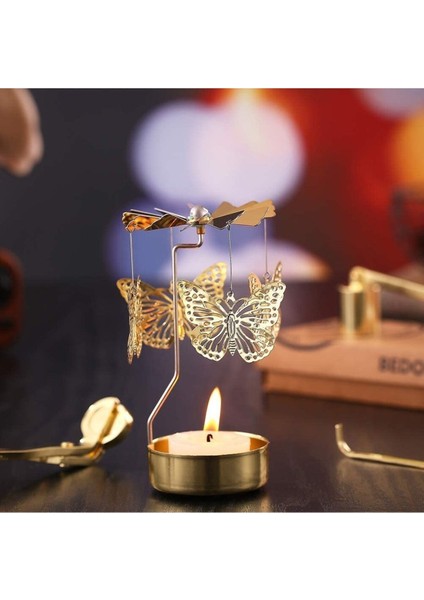Isı Ile Dönen Metal Mumluk – Kelebek Modeli, Altın Renk, Dekoratif Masa Üstü Mumluk fiyatları