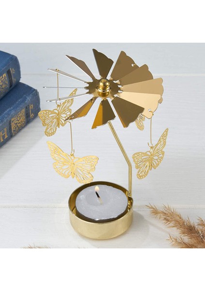 Isı Ile Dönen Metal Mumluk – Kelebek Modeli, Altın Renk, Dekoratif Masa Üstü Mumluk fırsatları