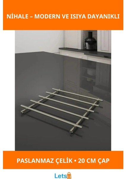 Yanmaz Paslanmaz Çelik Krom Renk Nihale 20X20 cm