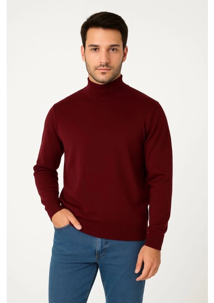 Erkek Yarım Boğaz Triko Kazak Yumuşak Dokulu Pamuklu Ince Dokuma, Uzun Kollu Rahat Regular Kalıp