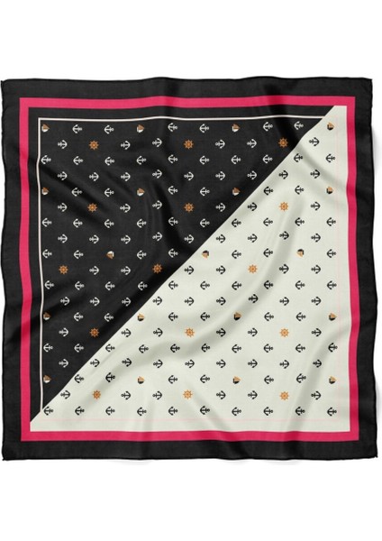 Siyah Beyaz Marin Desenli Fular modelleri