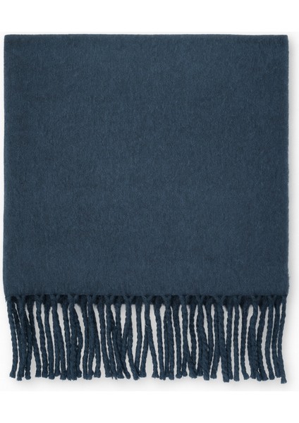 Kadın Lacivert Püsküllü Soft Dokulu Klasik Şal modelleri