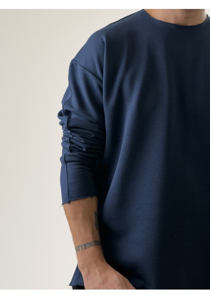 Erkek Lacivert Oversize Basic Sweat COC2596 fırsatları