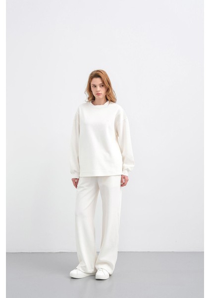 Ekru Kadın Oversize Pike Dokulu Bol Paça Alt-Üst Takım fiyatları