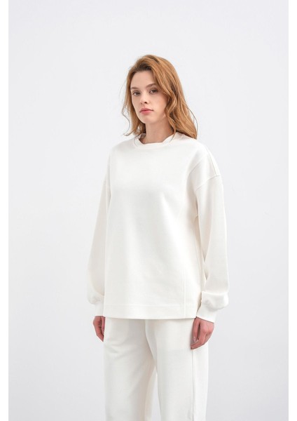 Ekru Kadın Oversize Pike Dokulu Bol Paça Alt-Üst Takım fırsatları